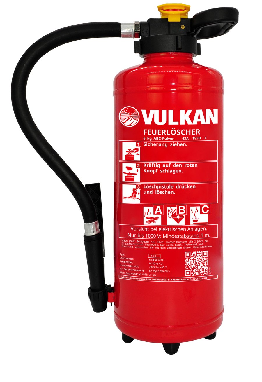 P 6 S – Pulver-Aufladefeuerlöscher mit Schlagknopfarmatur – VULKAN Feuerlöscher