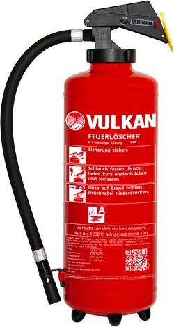 W 6 H – Aufladefeuerlöscher mit wässriger Lösung und Hebelarmatur – VULKAN Feuerlöscher